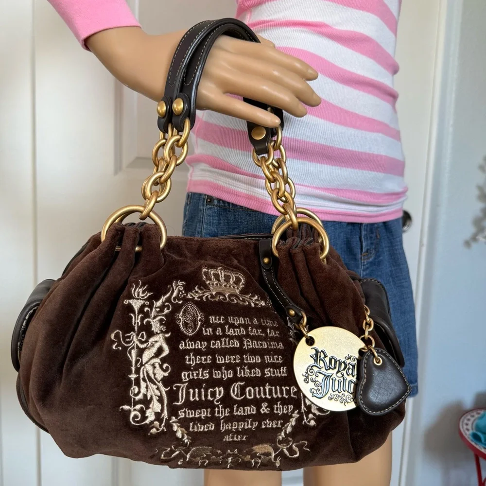 👑 Vintage Royal Juicy Couture Brown baby fluffy purse Once Upon a Time - Picture 7 of 13